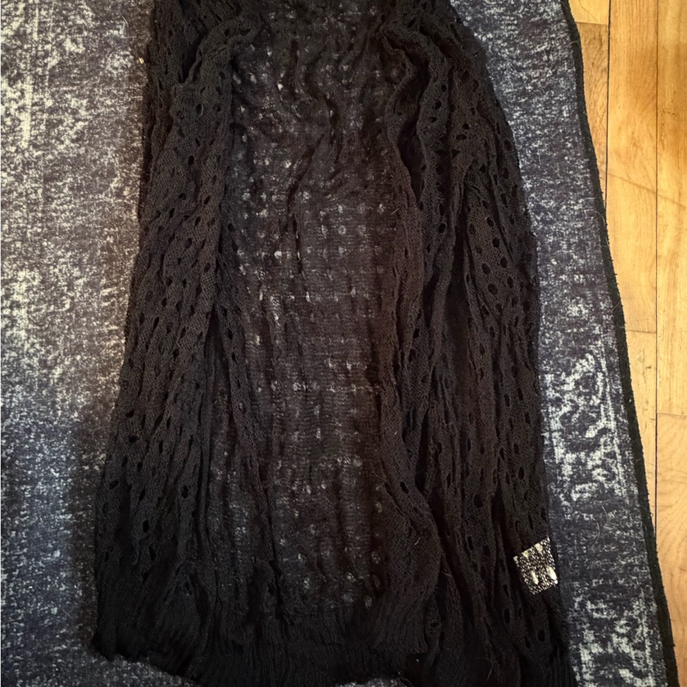 Black Open-Knit Women's Cardigan Sweater